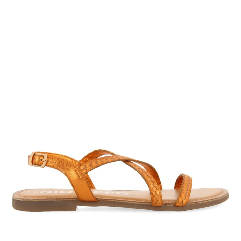 ORANGE METALLIC BRAIDED LEATHER SANDALS FOR WOMEN CAPACI