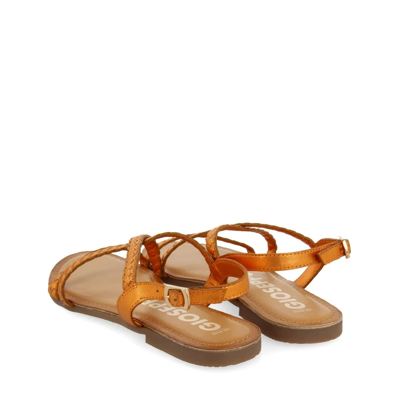 ORANGE METALLIC BRAIDED LEATHER SANDALS FOR WOMEN CAPACI