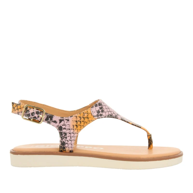 MULTICOLOR SNAKE PRINT LEATHER SANDALS FOR WOMEN XIBER
