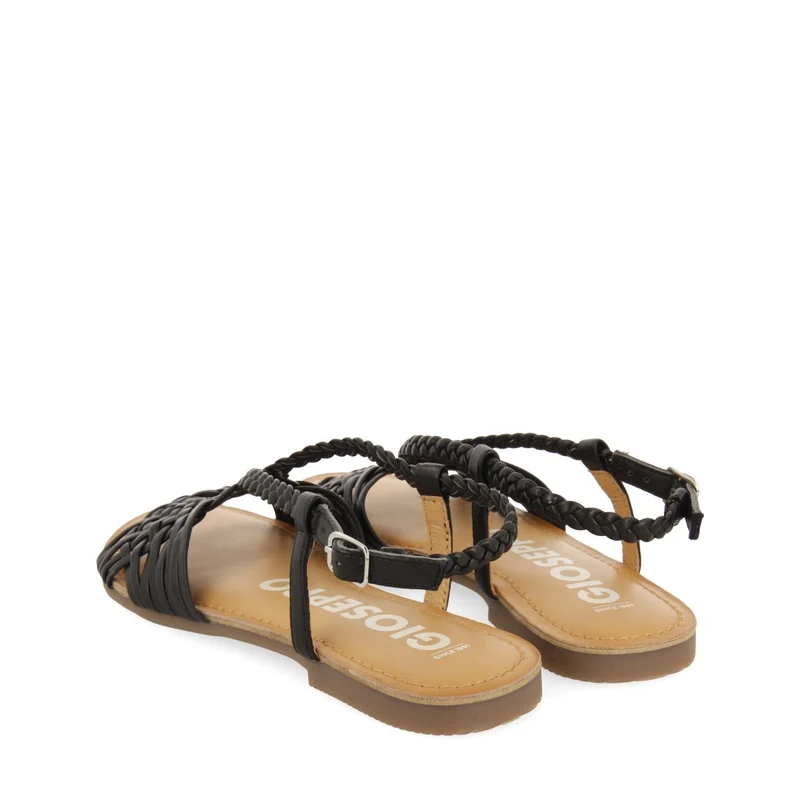 BLACK LEATHER SANDALS WITH CROSS STRAPS FOR WOMEN AIDONE