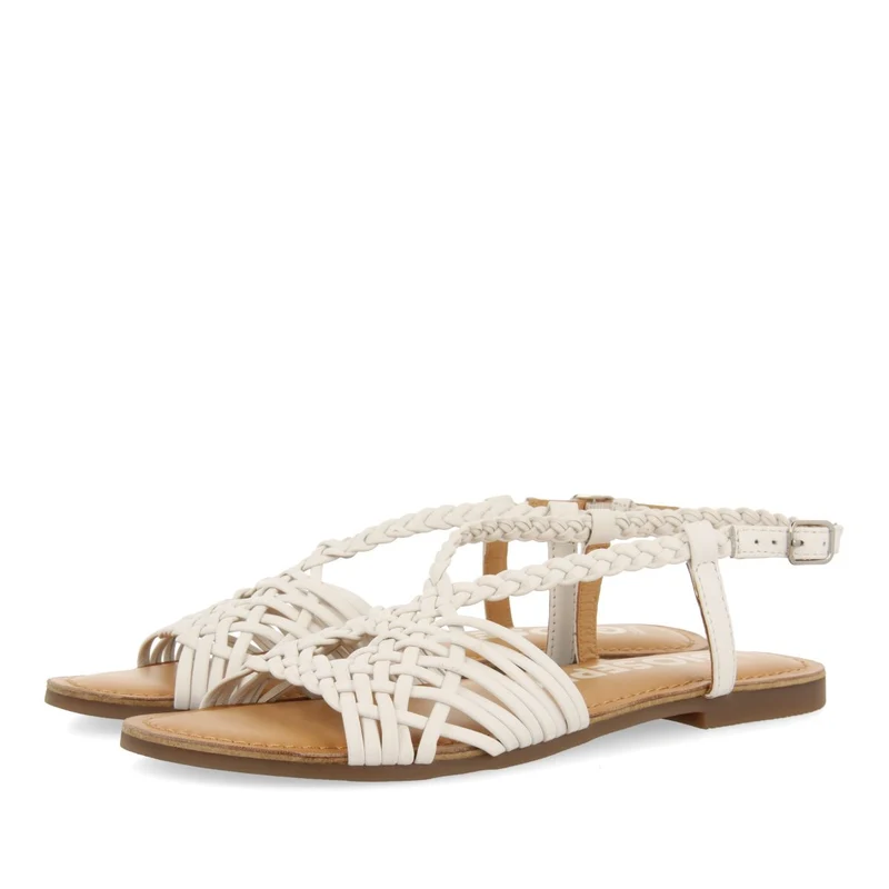 WHITE LEATHER SANDALS WITH CROSS STRAPS FOR WOMEN AIDONE