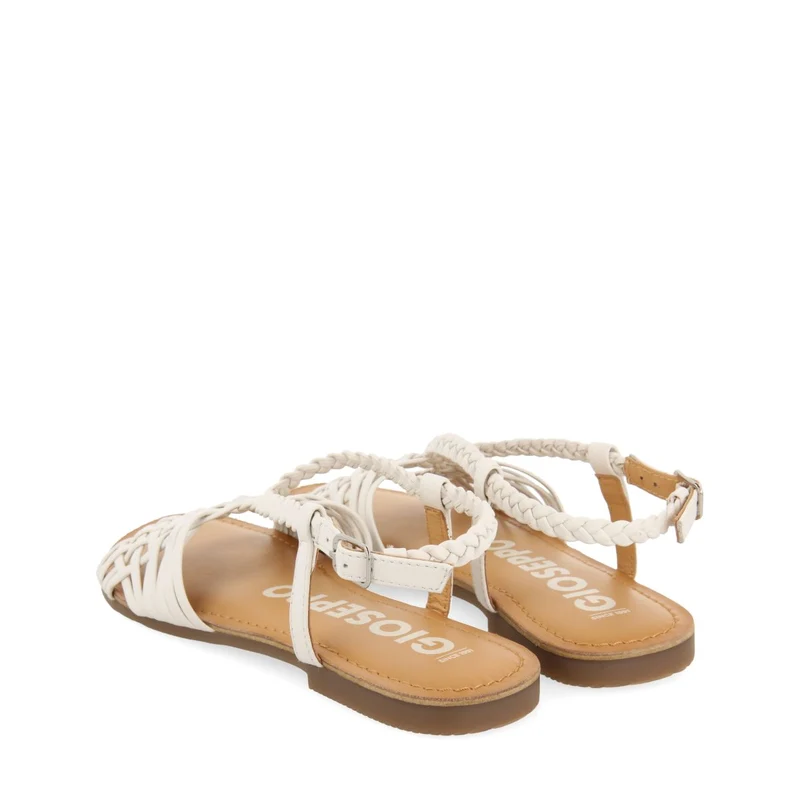 WHITE LEATHER SANDALS WITH CROSS STRAPS FOR WOMEN AIDONE