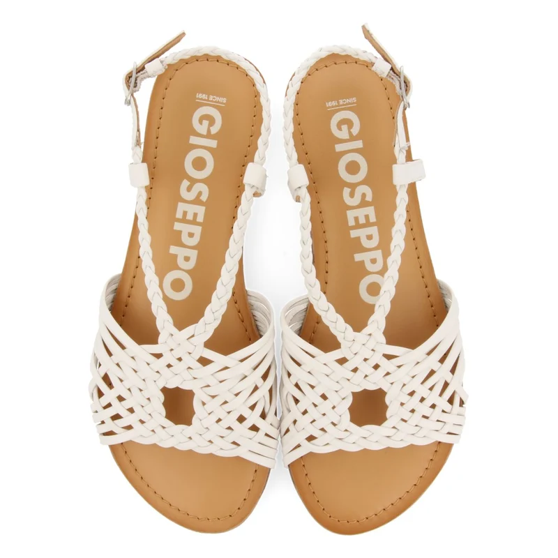 WHITE LEATHER SANDALS WITH CROSS STRAPS FOR WOMEN AIDONE