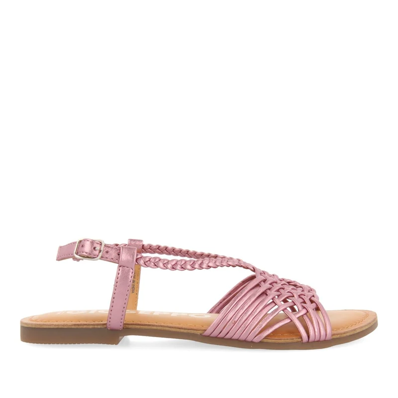 PINK LEATHER SANDALS WITH CROSS STRAPS FOR WOMEN AIDONE