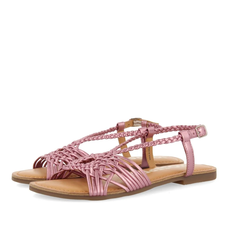 PINK LEATHER SANDALS WITH CROSS STRAPS FOR WOMEN AIDONE