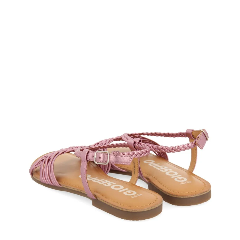 PINK LEATHER SANDALS WITH CROSS STRAPS FOR WOMEN AIDONE