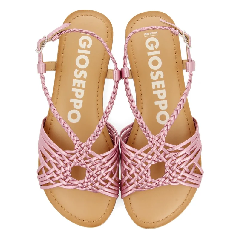 PINK LEATHER SANDALS WITH CROSS STRAPS FOR WOMEN AIDONE