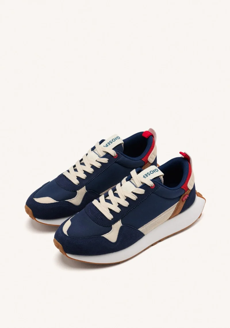 NAVY BLUE SNEAKERS WITH COLOR CONTRASTS FOR MEN ZENNOR
