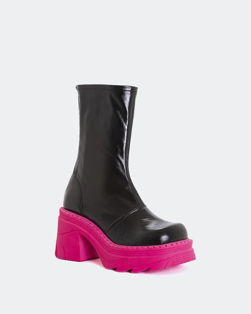 Grover Black Leather Fuchsia Sole