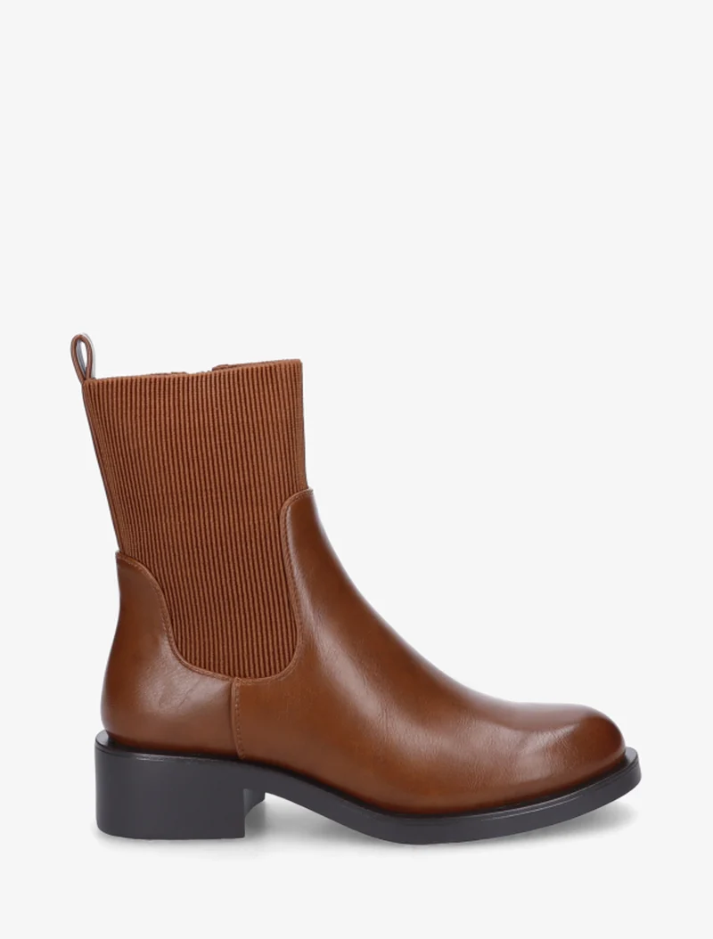 Bottines élastiquées en simili - Camel