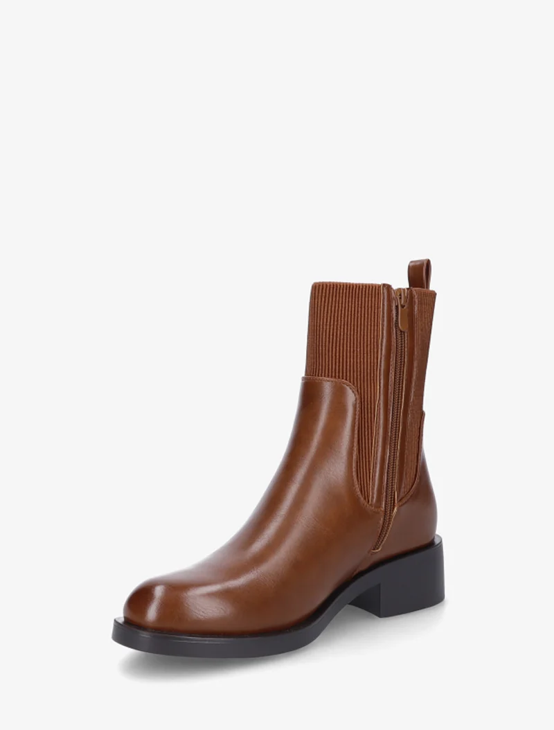 Bottines élastiquées en simili - Camel