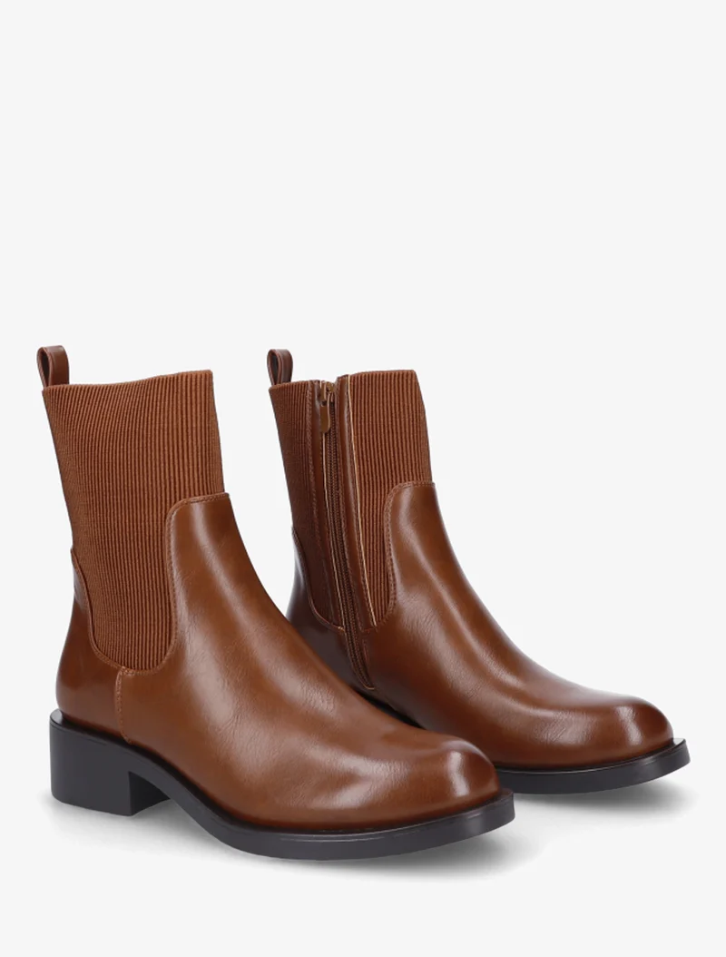 Bottines élastiquées en simili - Camel