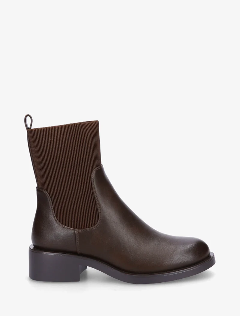 Bottines élastiquées en simili - Chocolat