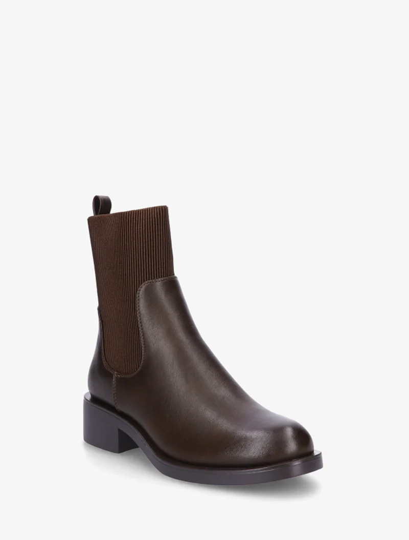 Bottines élastiquées en simili - Chocolat
