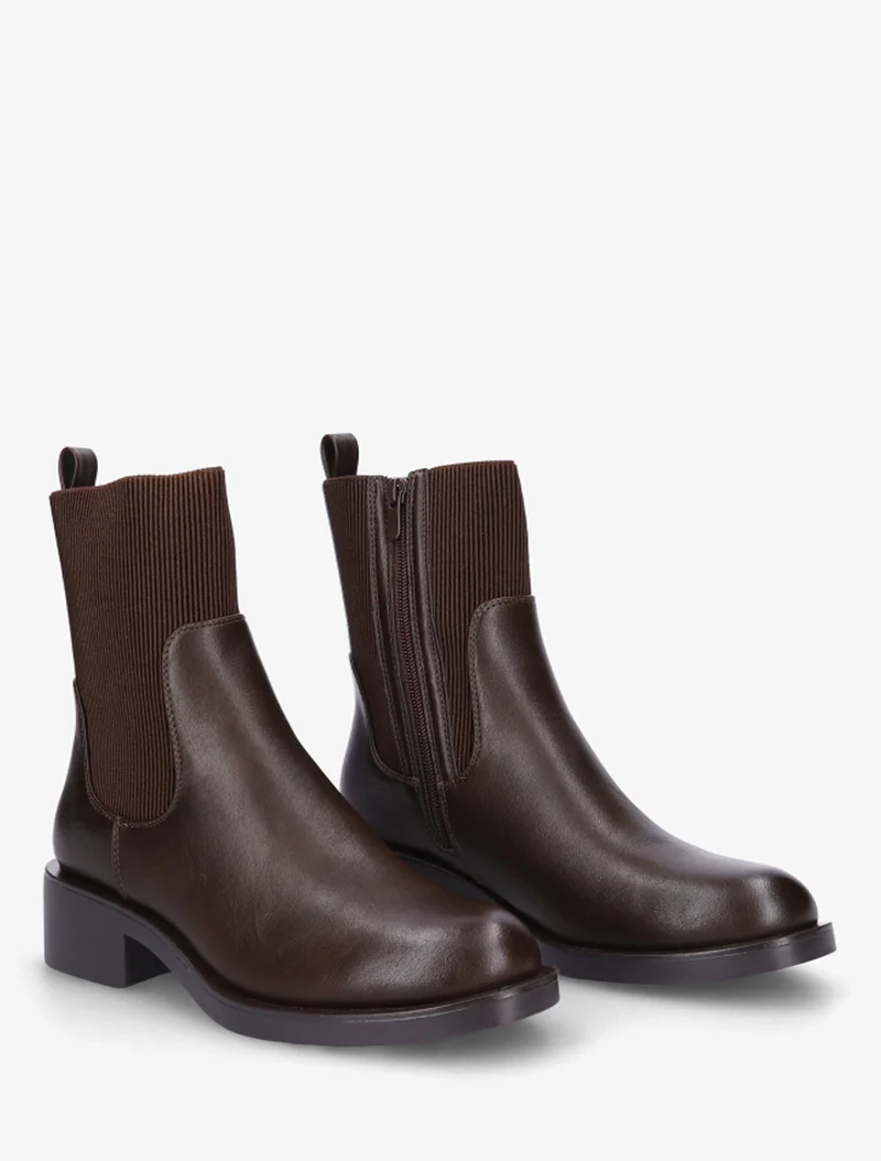 Bottines élastiquées en simili - Chocolat