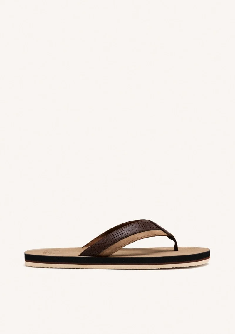 BROWN SANDALS WITH BICOLOR CUT FOR MEN BRENT