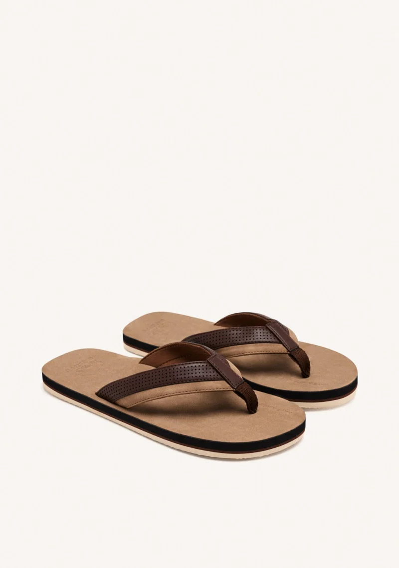 BROWN SANDALS WITH BICOLOR CUT FOR MEN BRENT