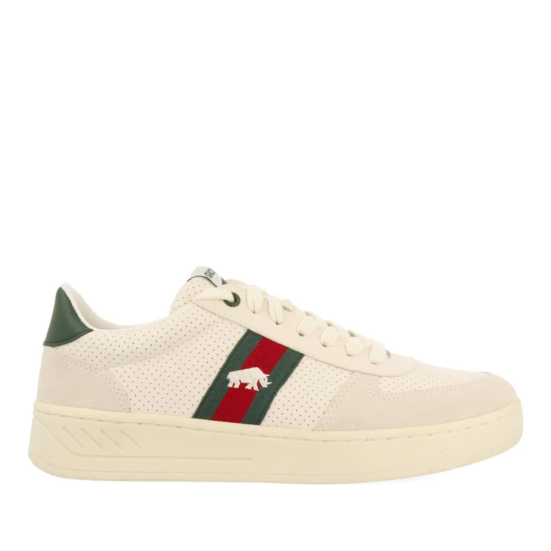 WHITE SNEAKERS WITH RED AND GREEN COLOR ACCENTS FOR MEN BARTOW