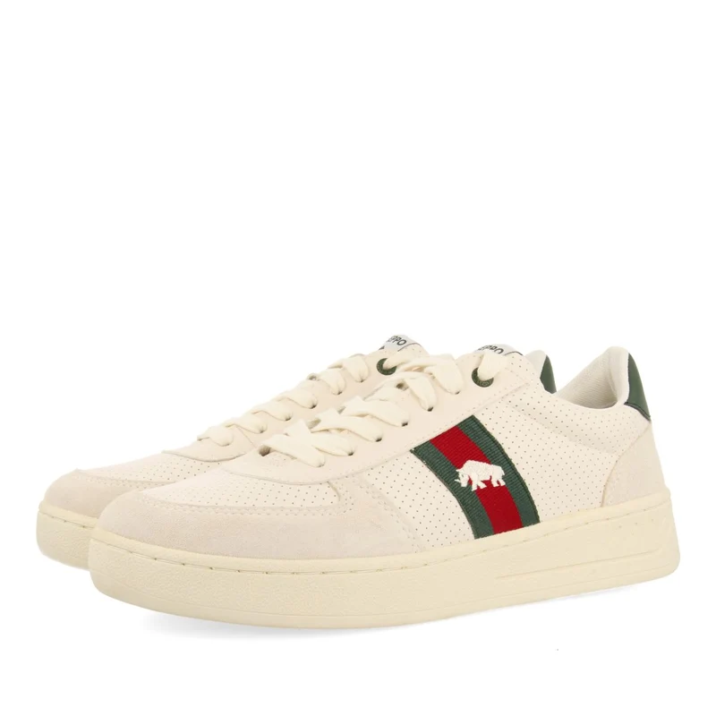 WHITE SNEAKERS WITH RED AND GREEN COLOR ACCENTS FOR MEN BARTOW