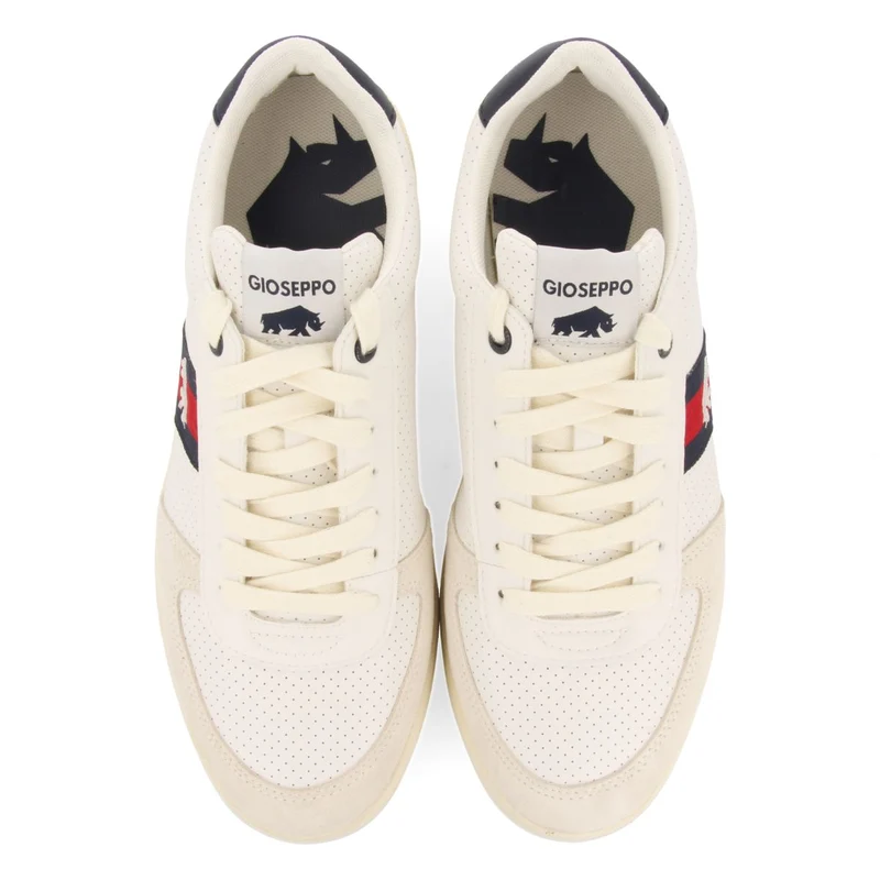 WHITE SNEAKERS WITH RED AND NAVY BLUE ACCENTS FOR MEN BARTOW