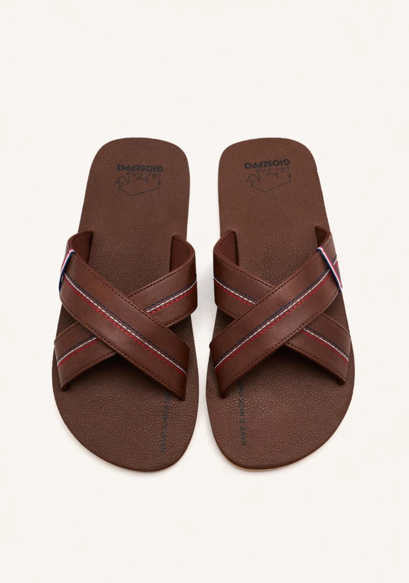 BROWN SANDALS WITH CROSS STRAP AND COLOR DETAILS FOR MEN ELKTON