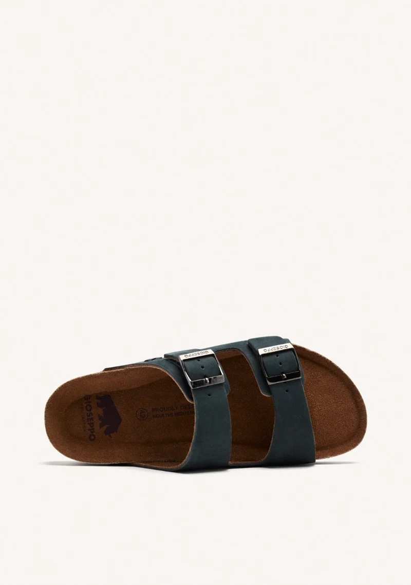 BLACK LEATHER SANDALS WITH BIO SOLE FOR MEN VIZZINI