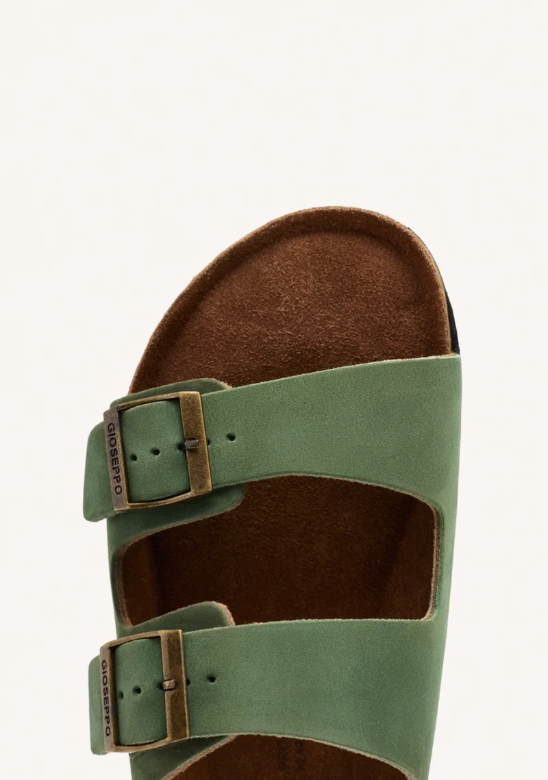 KHAKI LEATHER BIO SOLE SANDALS FOR MEN VIZZINI