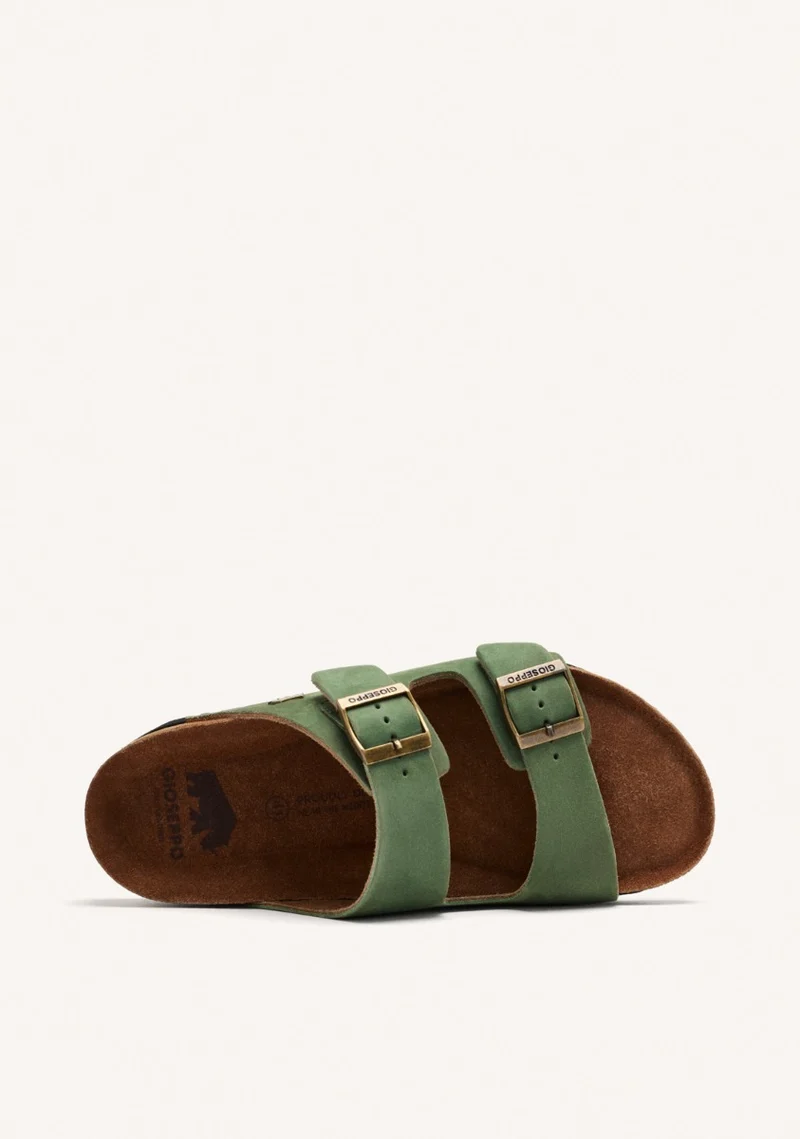 KHAKI LEATHER BIO SOLE SANDALS FOR MEN VIZZINI
