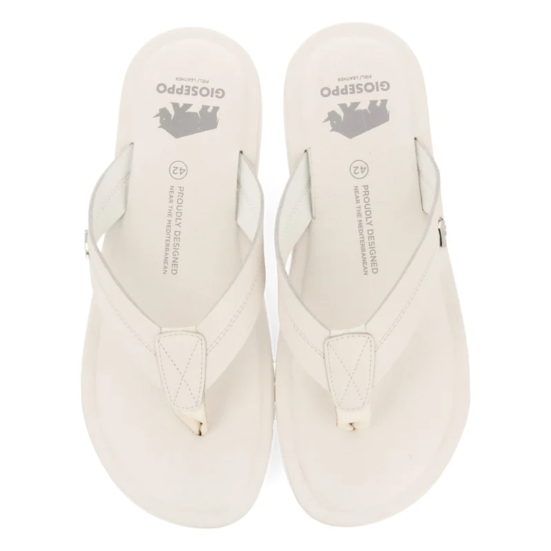 WHITE LEATHER FLIP FLOPS FOR MEN WASCO