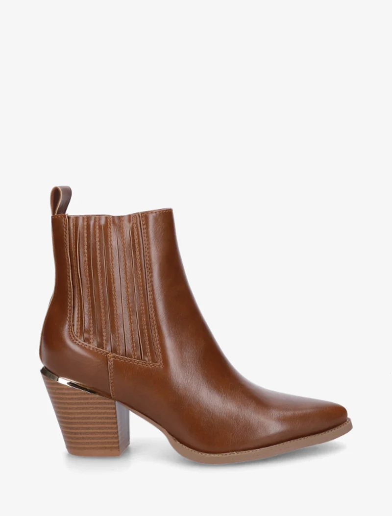 Bottines en simili style santiags - Camel