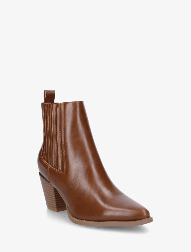 Bottines en simili style santiags - Camel