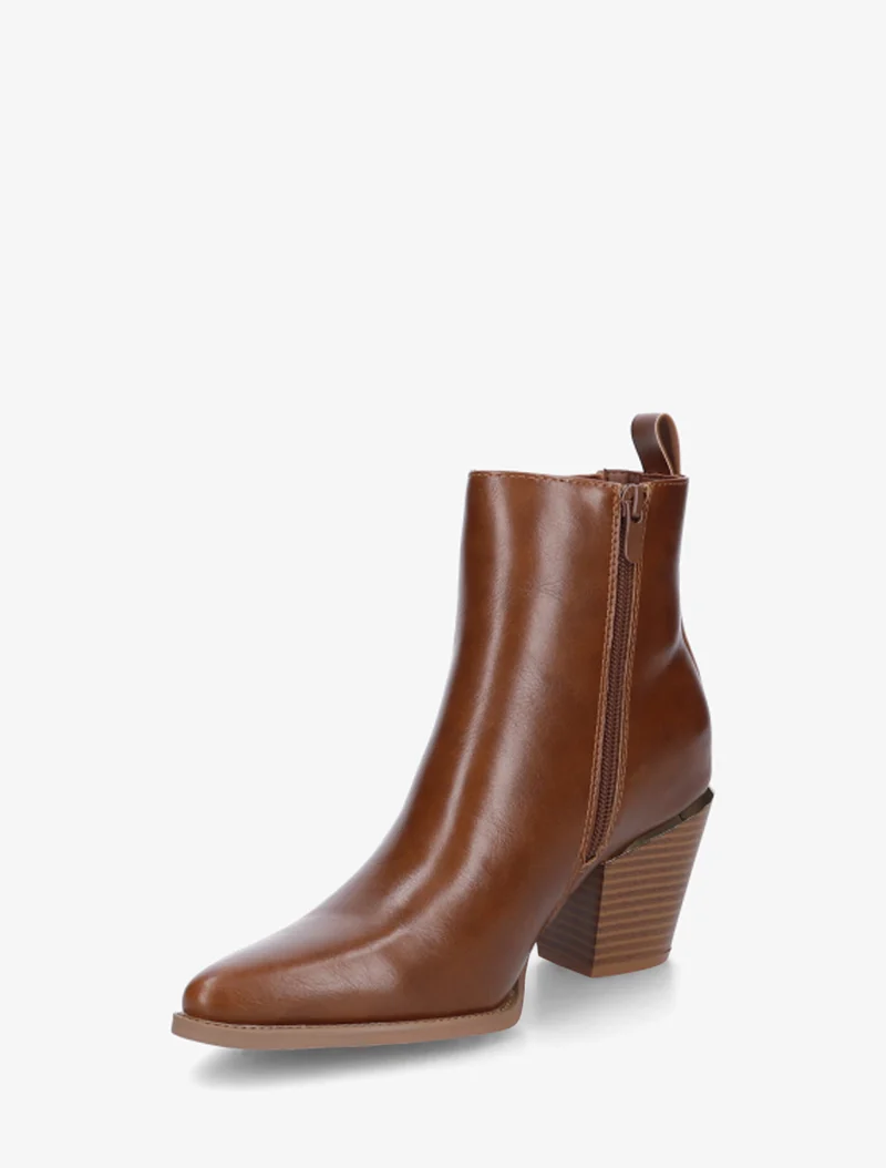 Bottines en simili style santiags - Camel