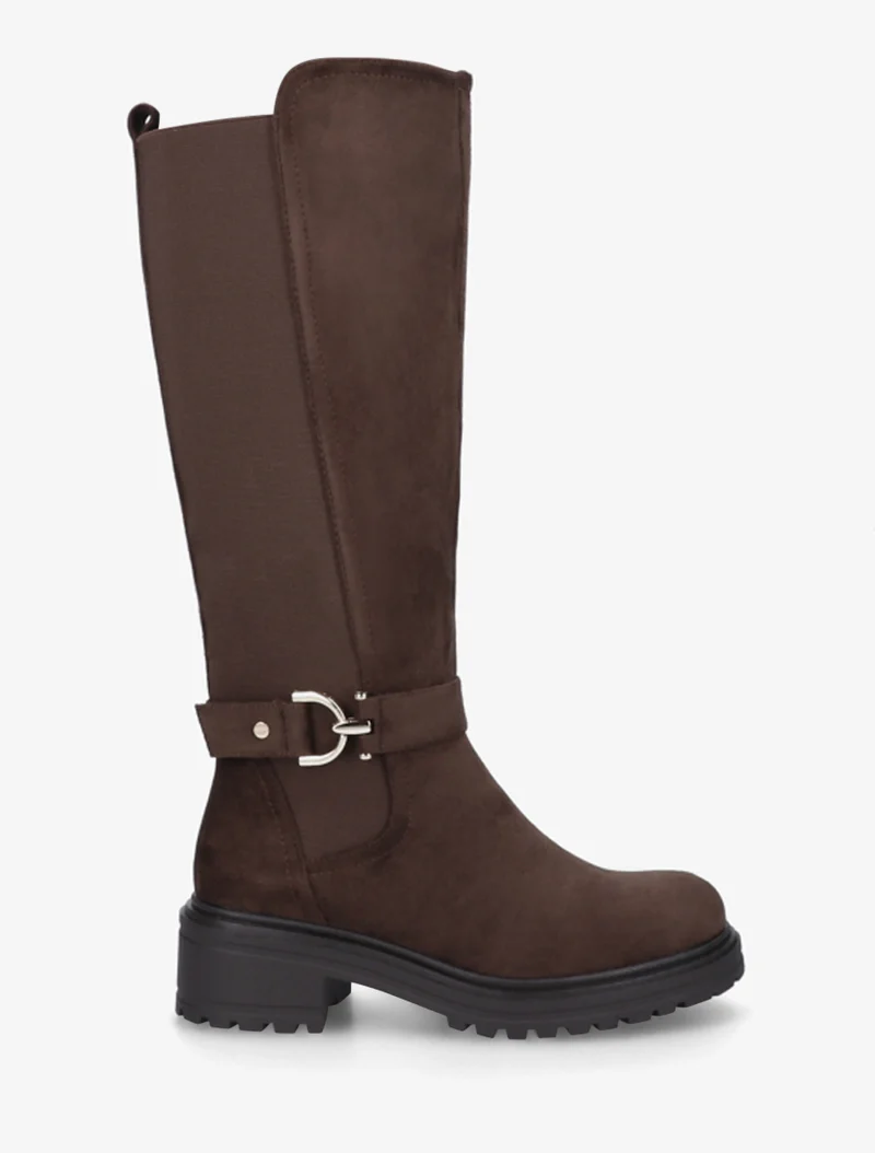 Bottes classiques élastiquées en suédine - Chocolat