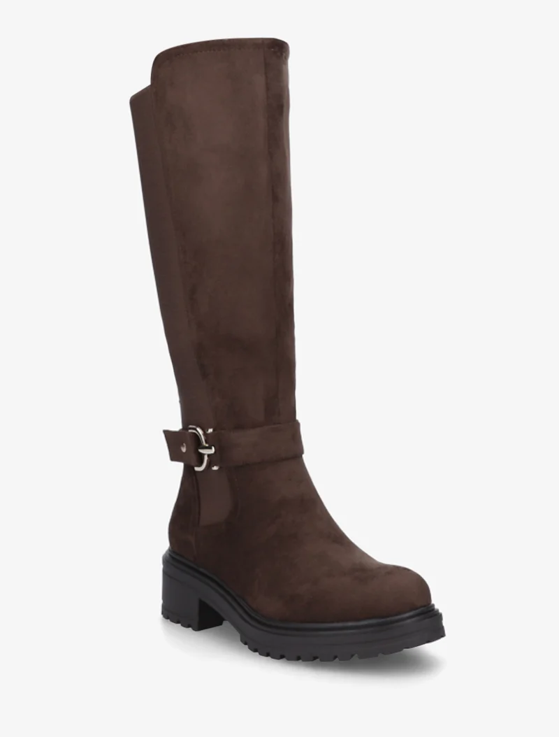 Bottes classiques élastiquées en suédine - Chocolat