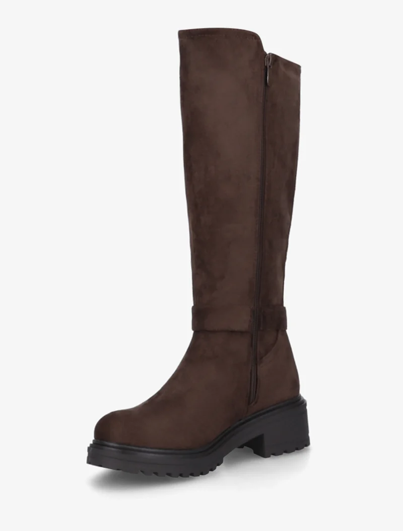 Bottes classiques élastiquées en suédine - Chocolat