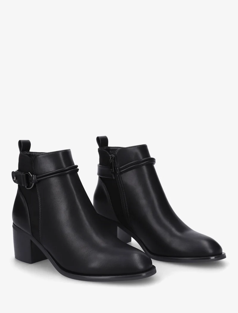 Bottines en simili et suédine - Noir