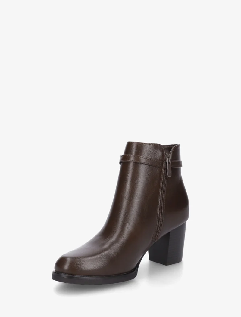 Bottines en simili à sangle décorative - Marron