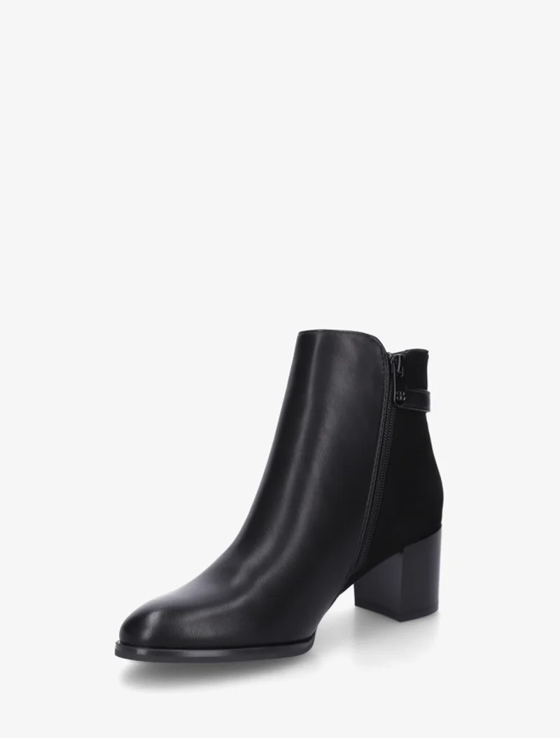 Bottines bimatière à boucle strassée - Noir