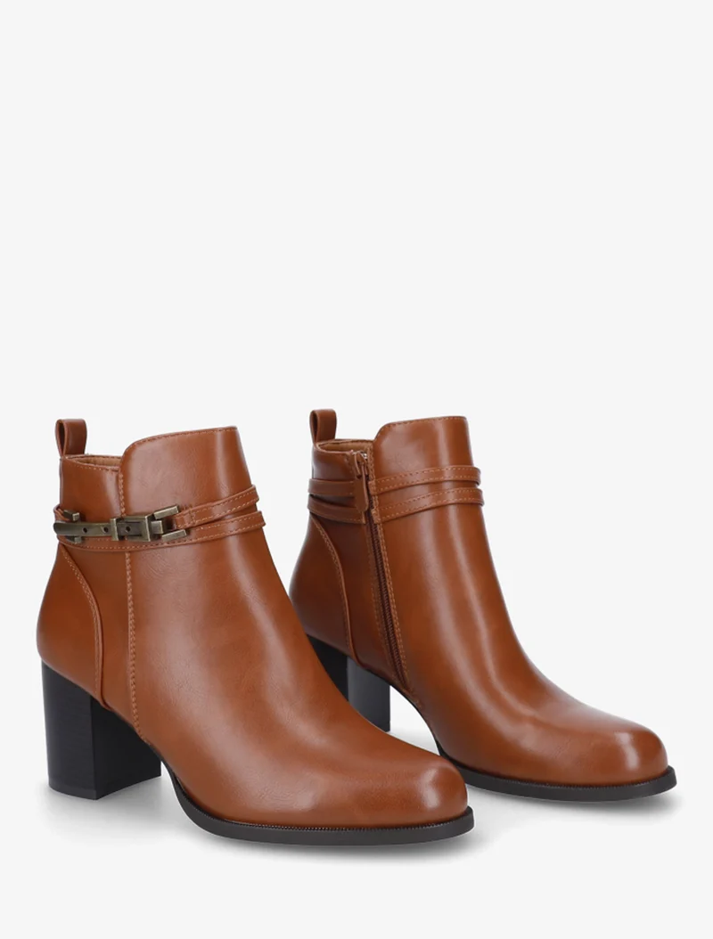 Bottines classiques en simili - Camel