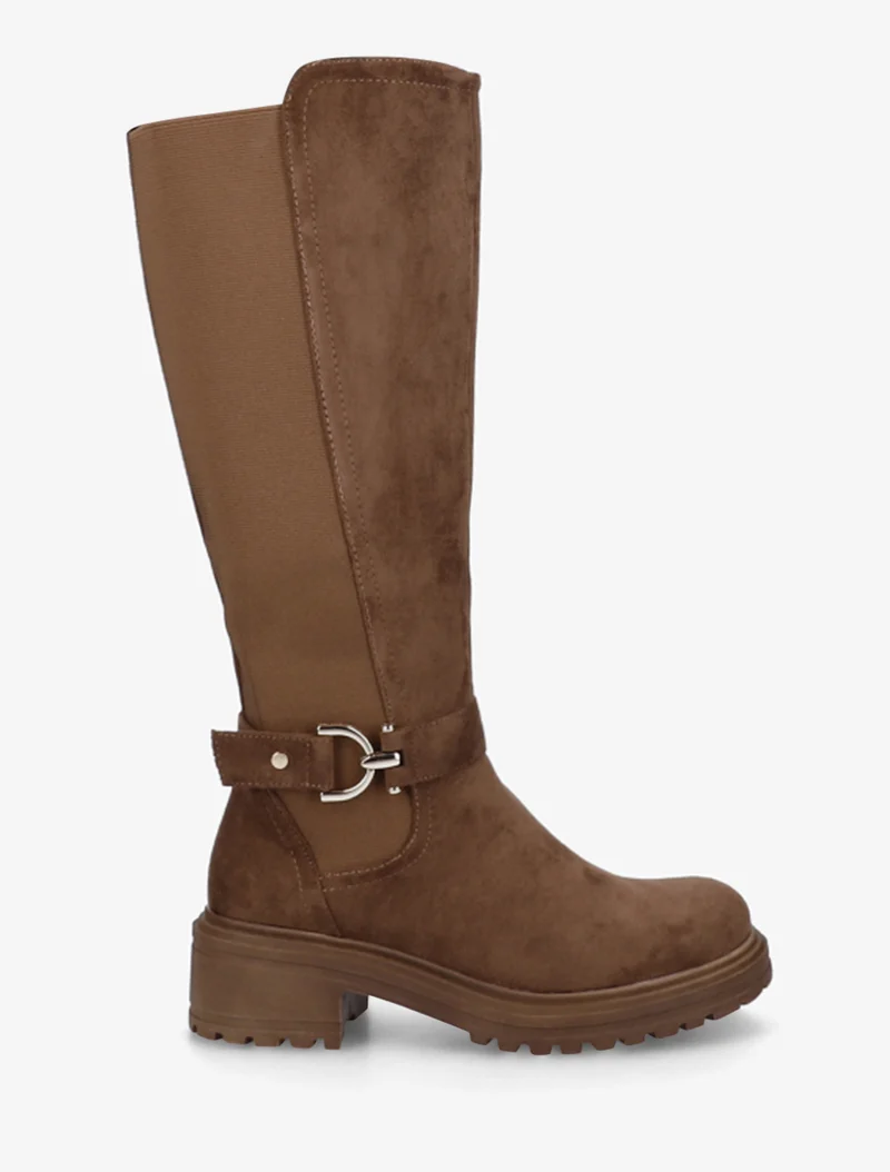 Bottes classiques élastiquées en suédine - Marron