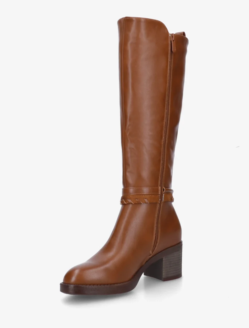 Bottes en simili à sangles fantaisies - Camel