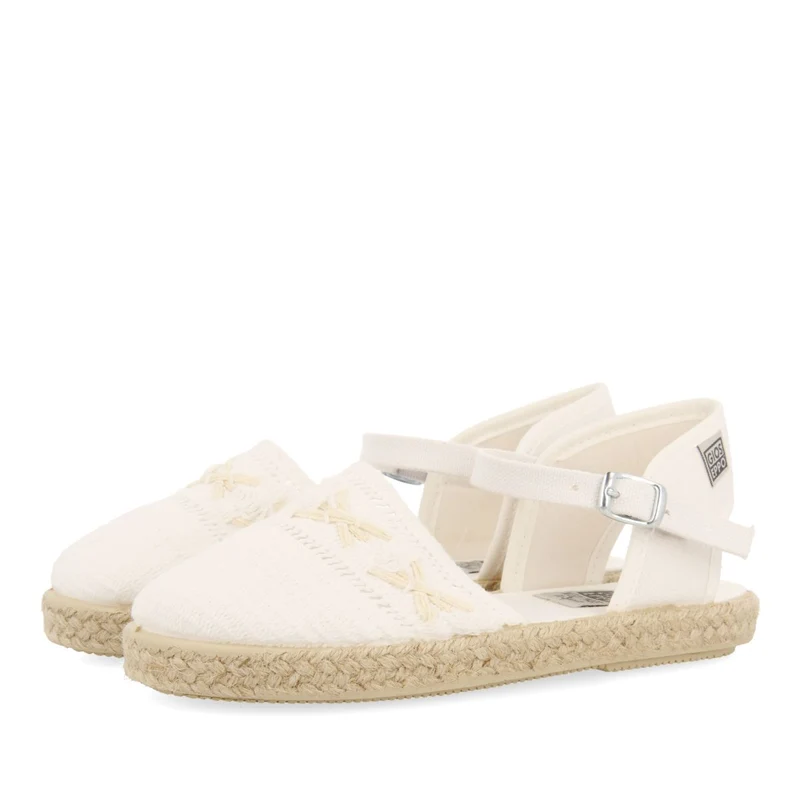 WHITE ESPADRILLES ALPARGATA STYLE WITH EMBROIDERY AND JUTE DETAILS FOR GIRL AND BOY COMITINI