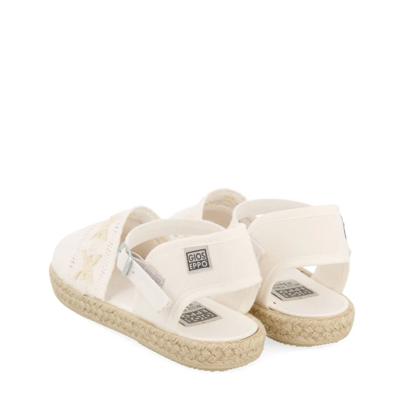 WHITE ESPADRILLES ALPARGATA STYLE WITH EMBROIDERY AND JUTE DETAILS FOR GIRL AND BOY COMITINI