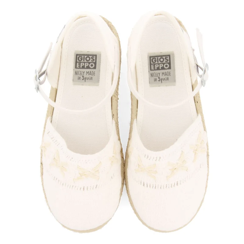 WHITE ESPADRILLES ALPARGATA STYLE WITH EMBROIDERY AND JUTE DETAILS FOR GIRL AND BOY COMITINI