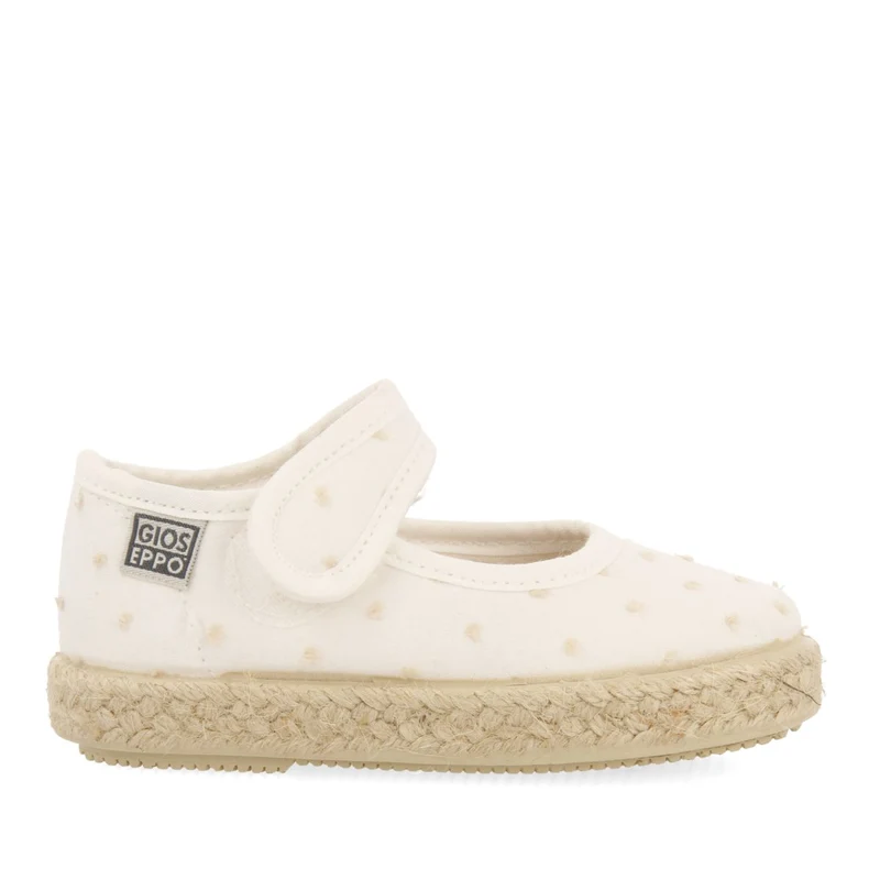 WHITE ESPADRILLES MARY JANE STYLE WITH POLKA DOT PRINT FOR GIRLS BUTERA