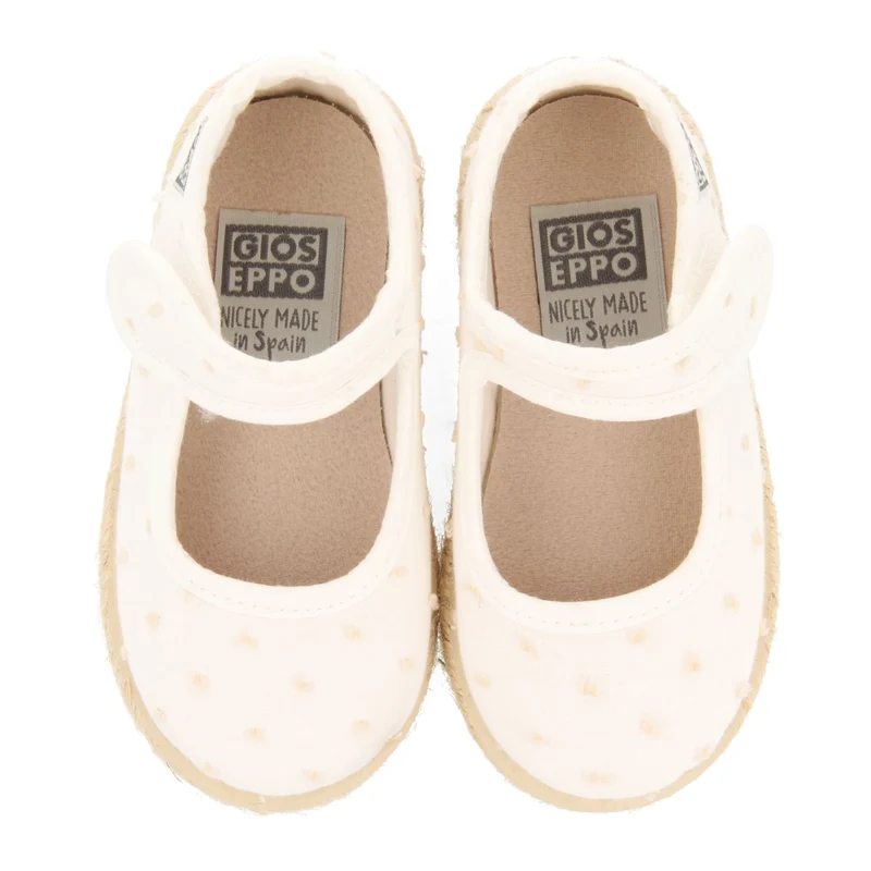 WHITE ESPADRILLES MARY JANE STYLE WITH POLKA DOT PRINT FOR GIRLS BUTERA