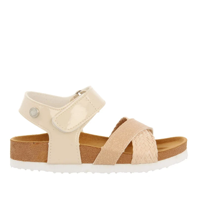 NUDE COLOR BIO SOLE FLIP-FLOPS WITH GLITTER AND RAFFIA BRAIDING FOR GIRLS AND BOYS BIVONA