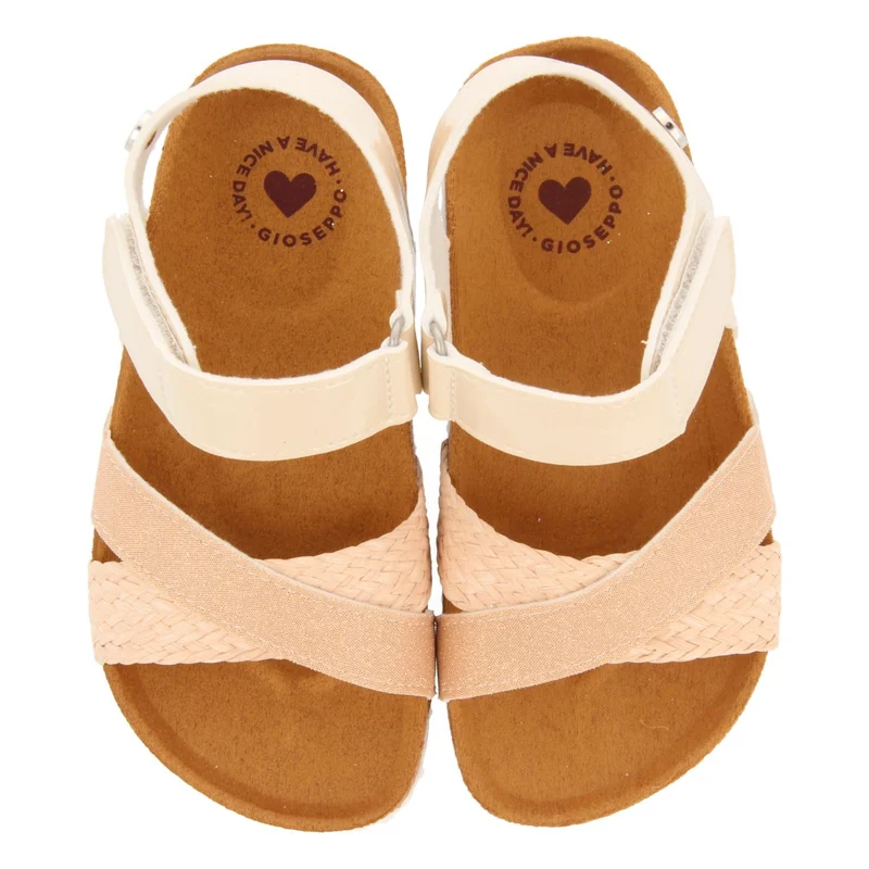 NUDE COLOR BIO SOLE FLIP-FLOPS WITH GLITTER AND RAFFIA BRAIDING FOR GIRLS AND BOYS BIVONA