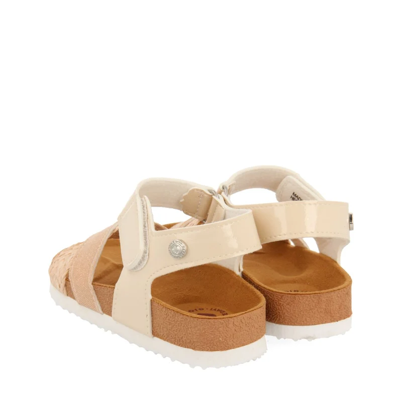 NUDE COLOR BIO SOLE FLIP-FLOPS WITH GLITTER AND RAFFIA BRAIDING FOR GIRLS AND BOYS BIVONA