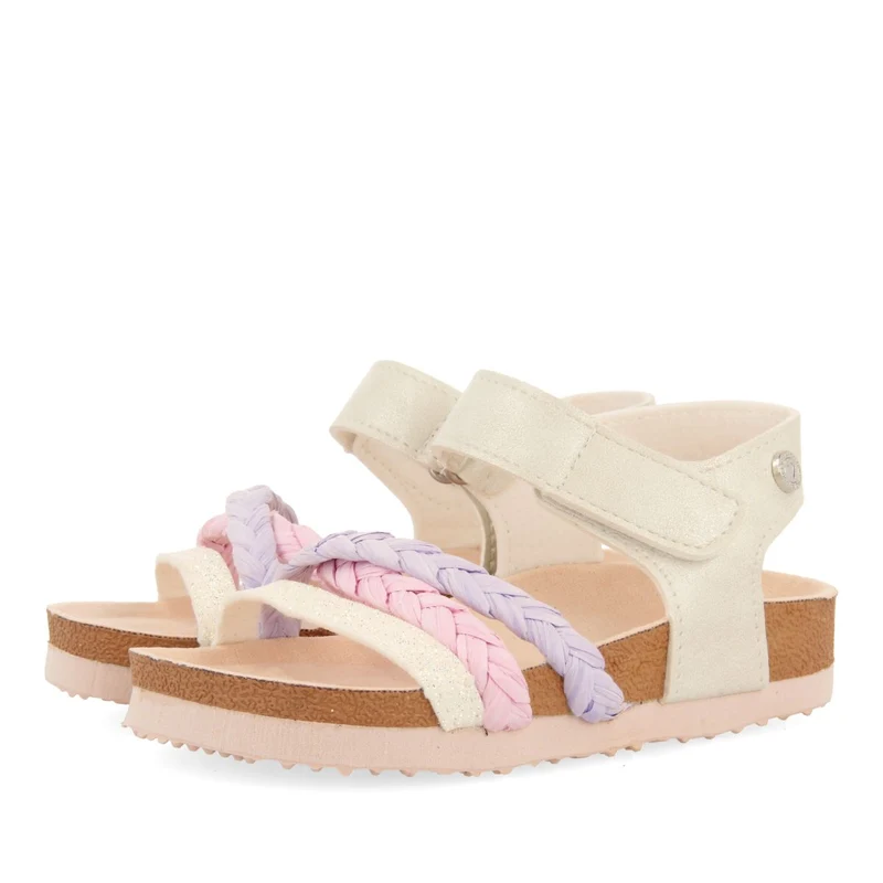 BIO MULTICOLOR SOLE FLIP-FLOPS WITH GLITTER DETAILS AND RAFFIA BRAIDING FOR GIRLS AND BOYS DELIA